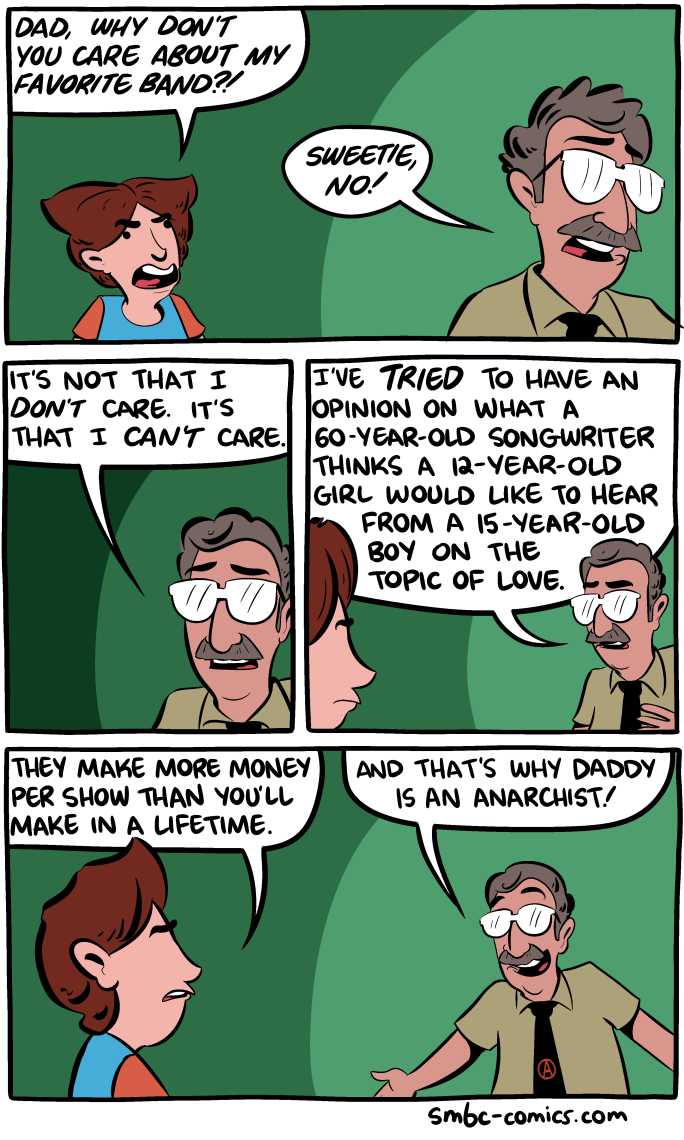 This comic is set in an alternate universe where children care what their father thinks.