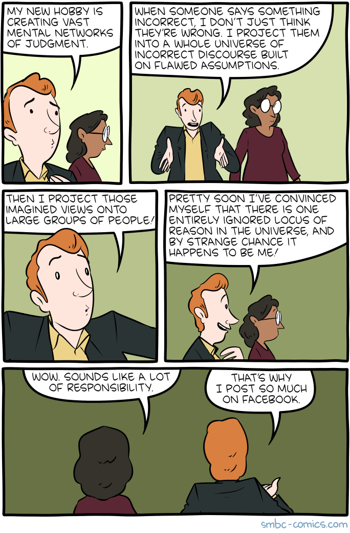 Eventually, SMBC will be nothing but irritating redheads faithfully describing their own flawed reasoning.