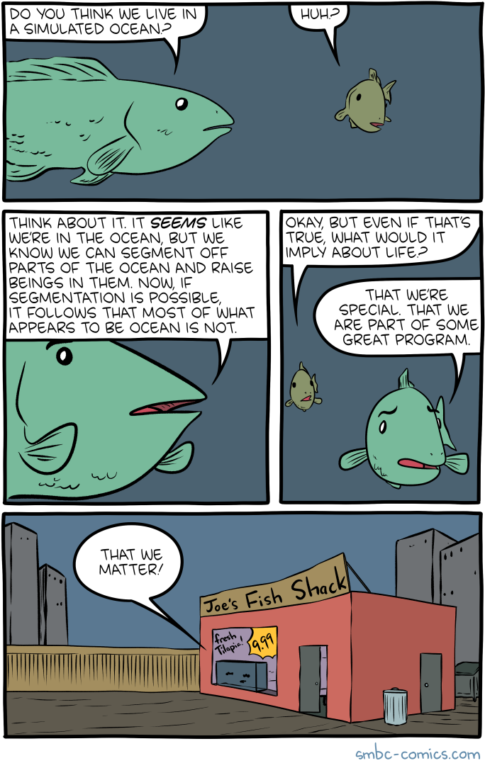 Btw, the fish tank explanation also solves the Fermi paradox.