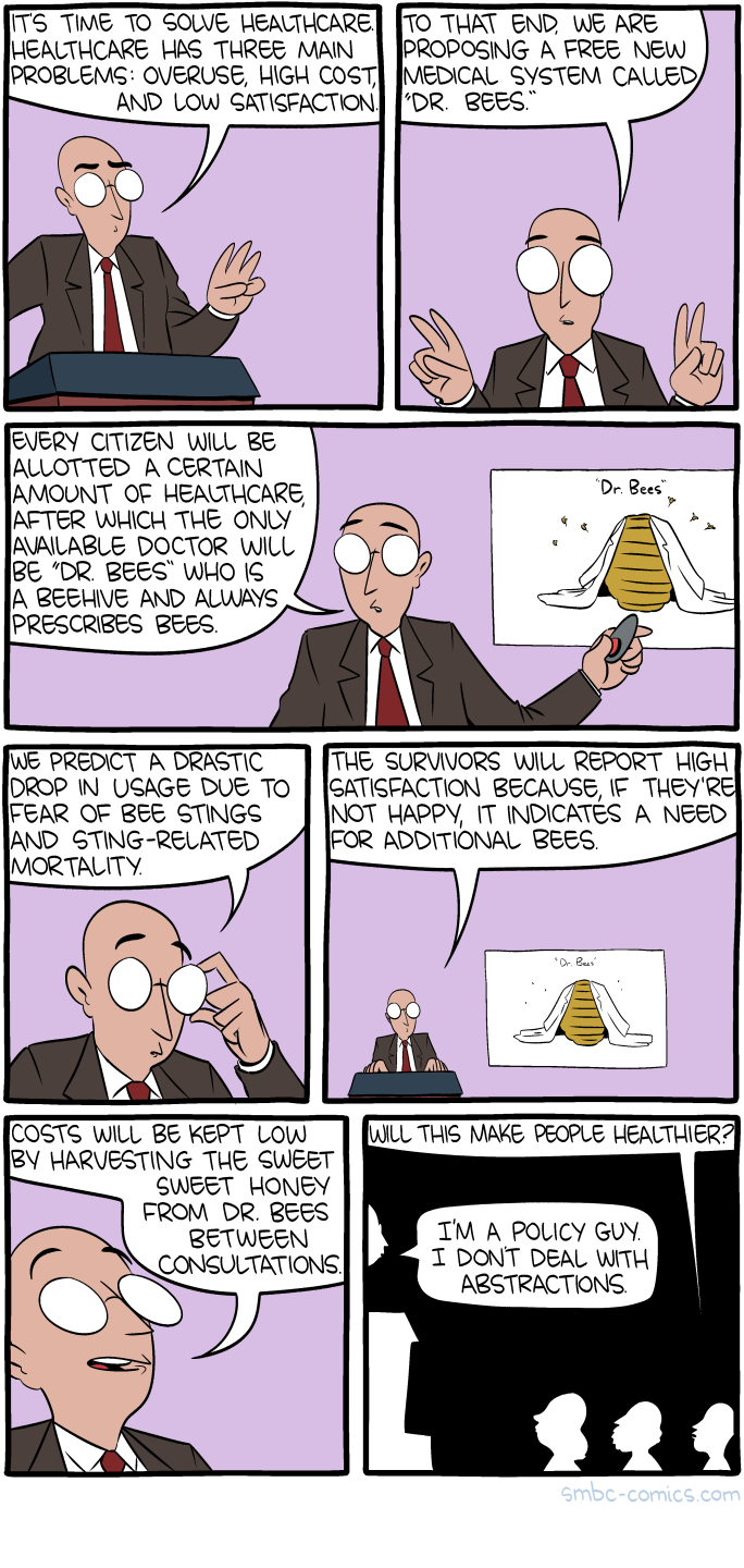 To my shock and horror, I found out yesterday that I'm not the first person to invent something called Doctor Bees. I am hopeful that I am the first person to consider the healthcare system implications.