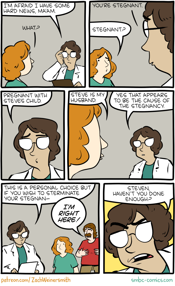 SMBC is a comic about mathematics, philosophy, literature, and science.