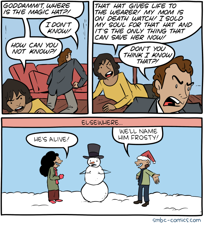 Technically, it could be the case that every magic hat brings snowmen alive, but they die instantaneously due to the lack of any internal structure.