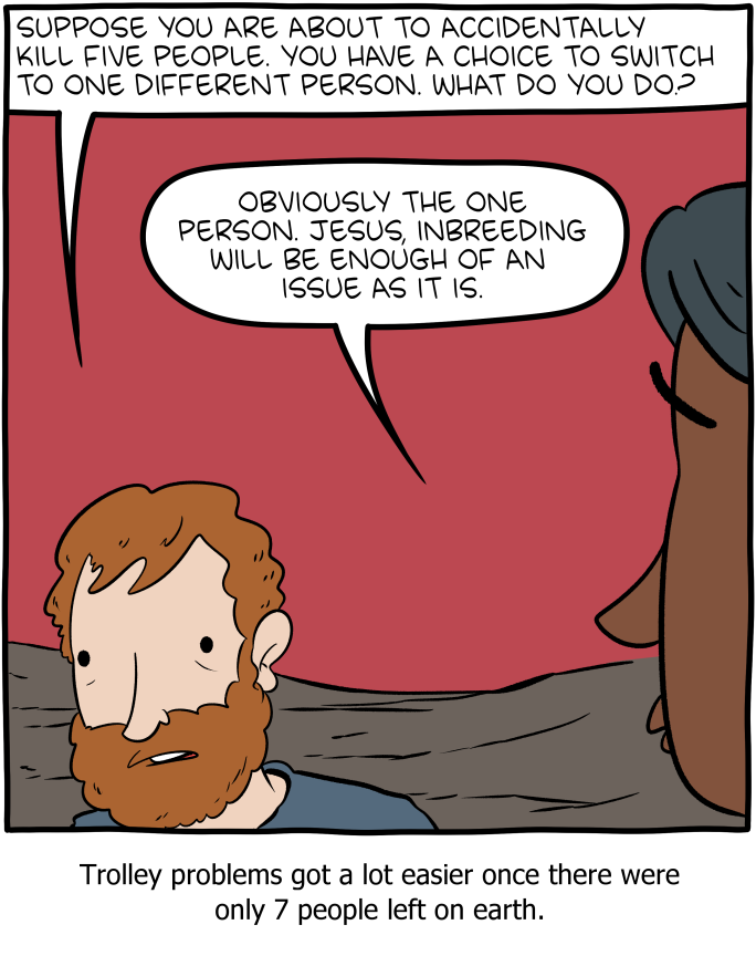 Coming in September 2032, the Only Trolley Problems SMBC Collection.