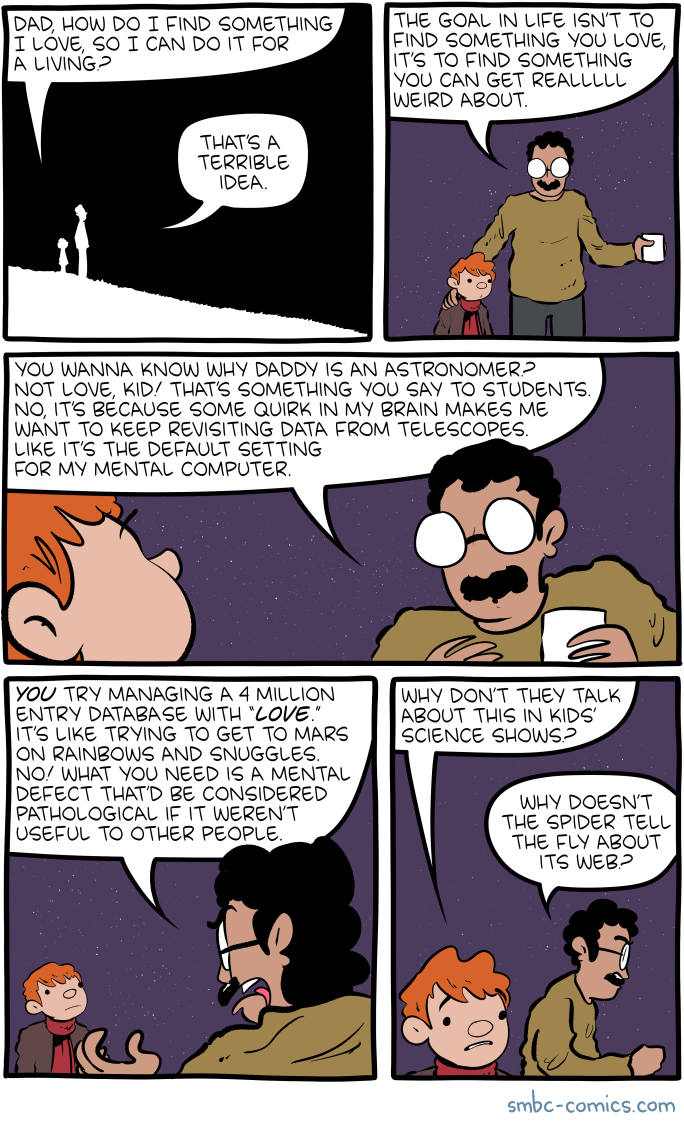 If you've ever watched a scientist scowl at an excel spreadsheet for 16 hours in a single sitting, you'll wonder where this whole concept of loving your work ever came from.