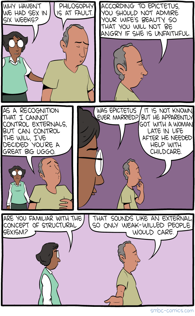 Slowly but surely, SMBC became strictly jokes about the foibles of Epictetus.